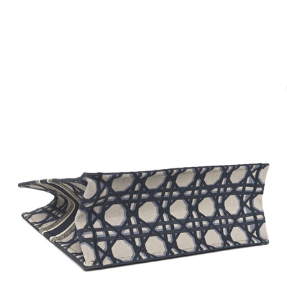 Christian Dior Canvas Macrocannage Embroidered Large Book Tote Beige Blue 3 of 9