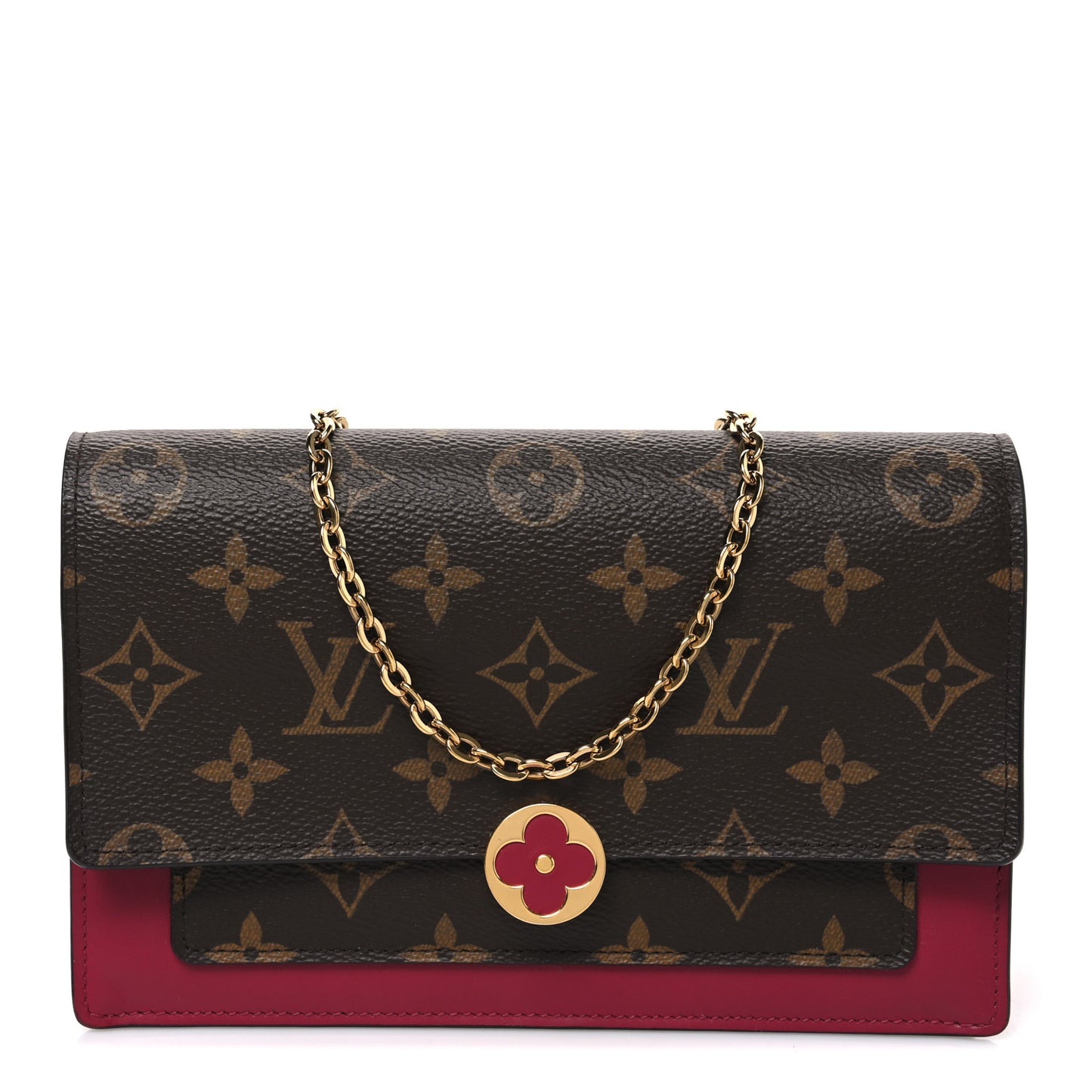 Monogram Flore Chain Wallet Fuchsia