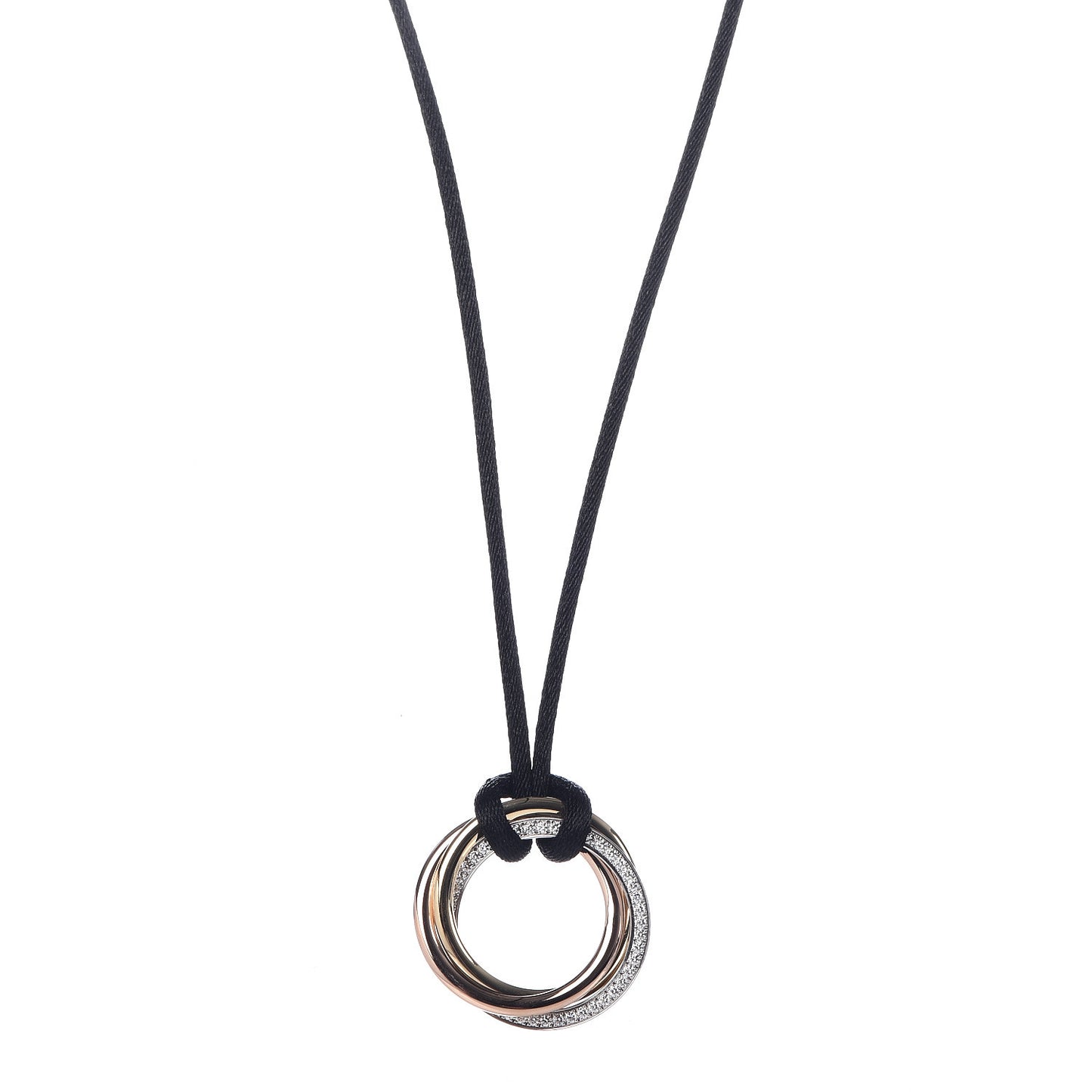 18K Pink Yellow White Gold Diamond Trinity Cord Necklace