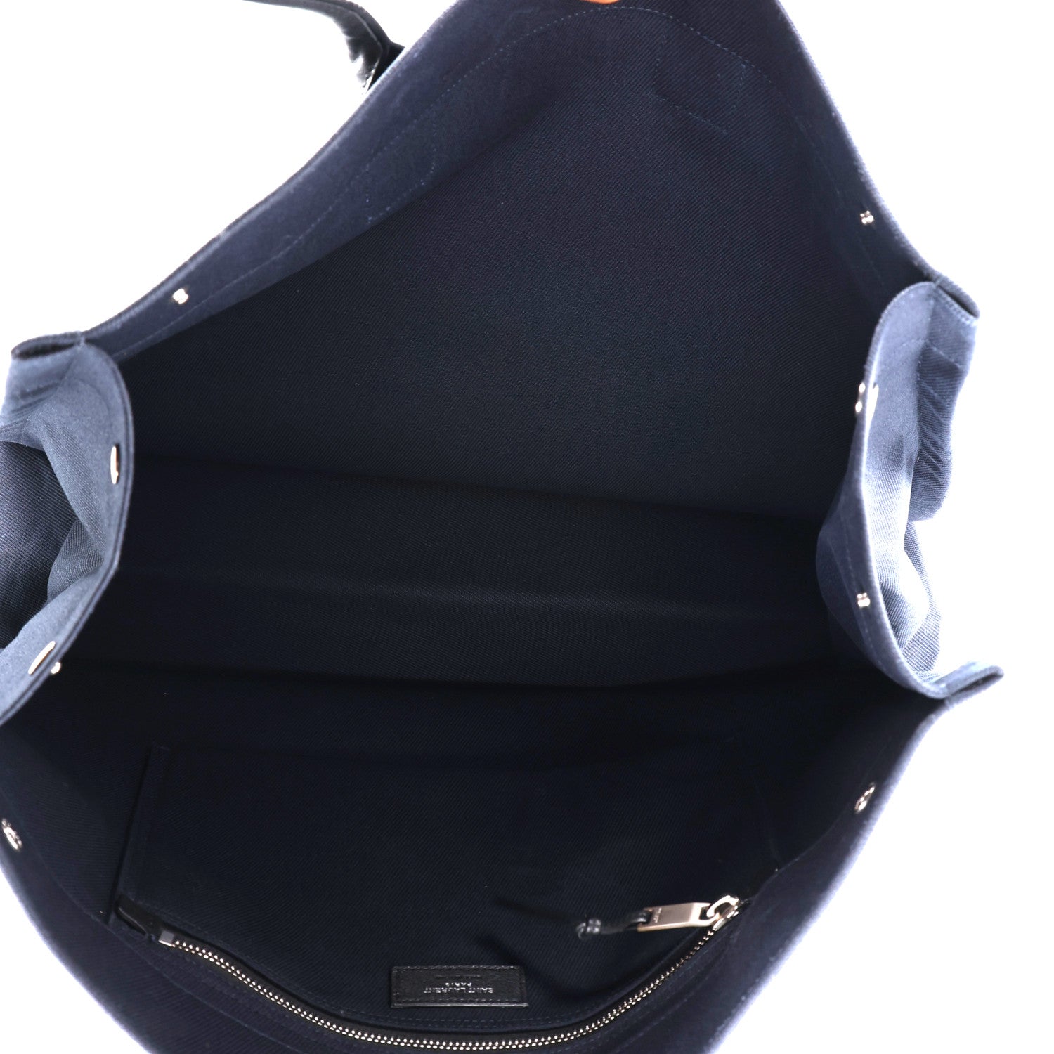 Saint Laurent Linen Calfskin Rive Gauche Tote Navy 5 of 10