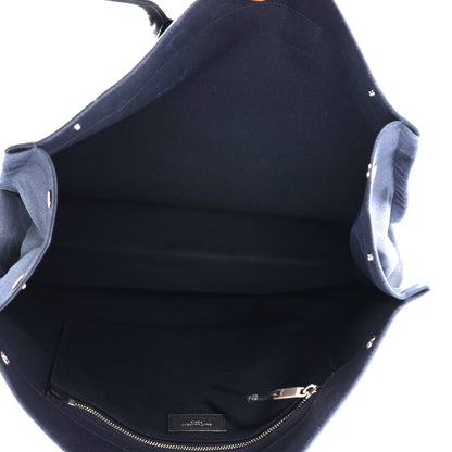 Saint Laurent Linen Calfskin Rive Gauche Tote Navy 5 of 10