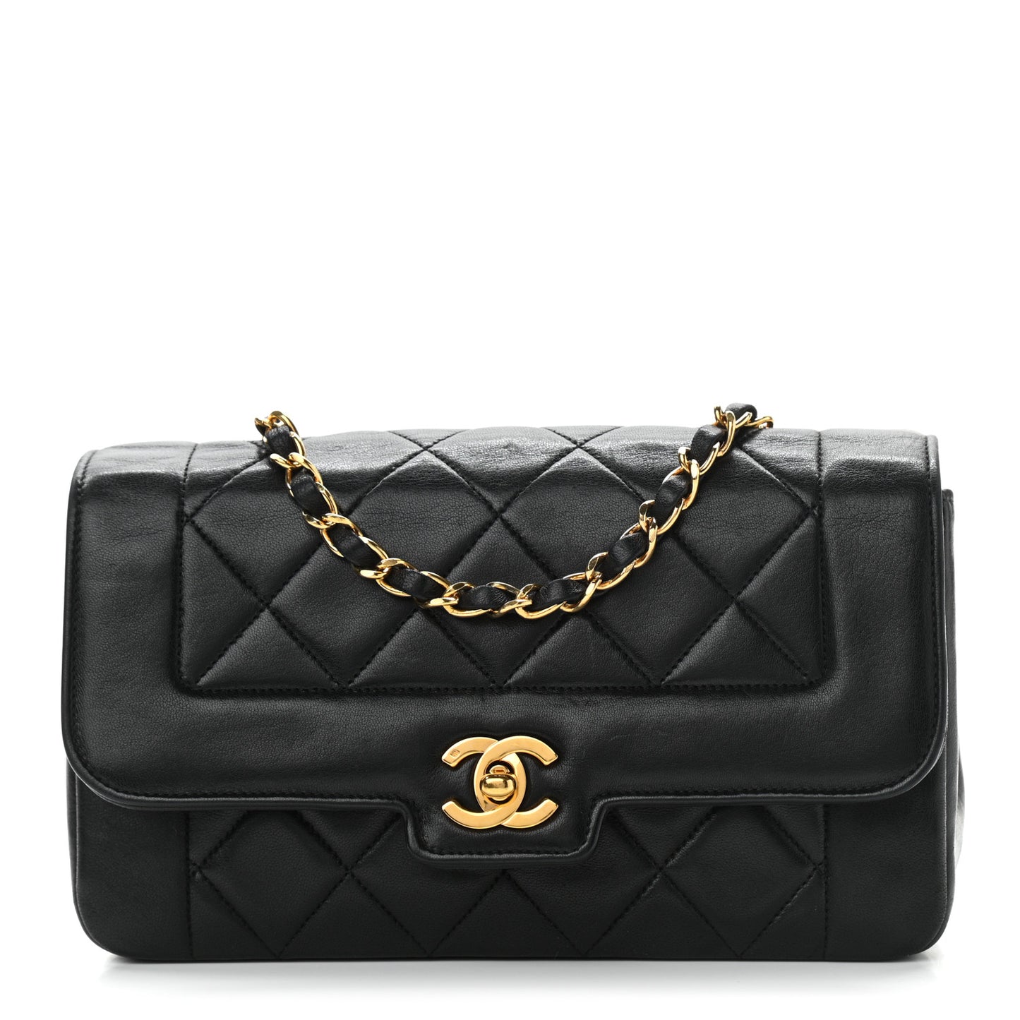 Lambskin Quilted Small Single Flap Black
