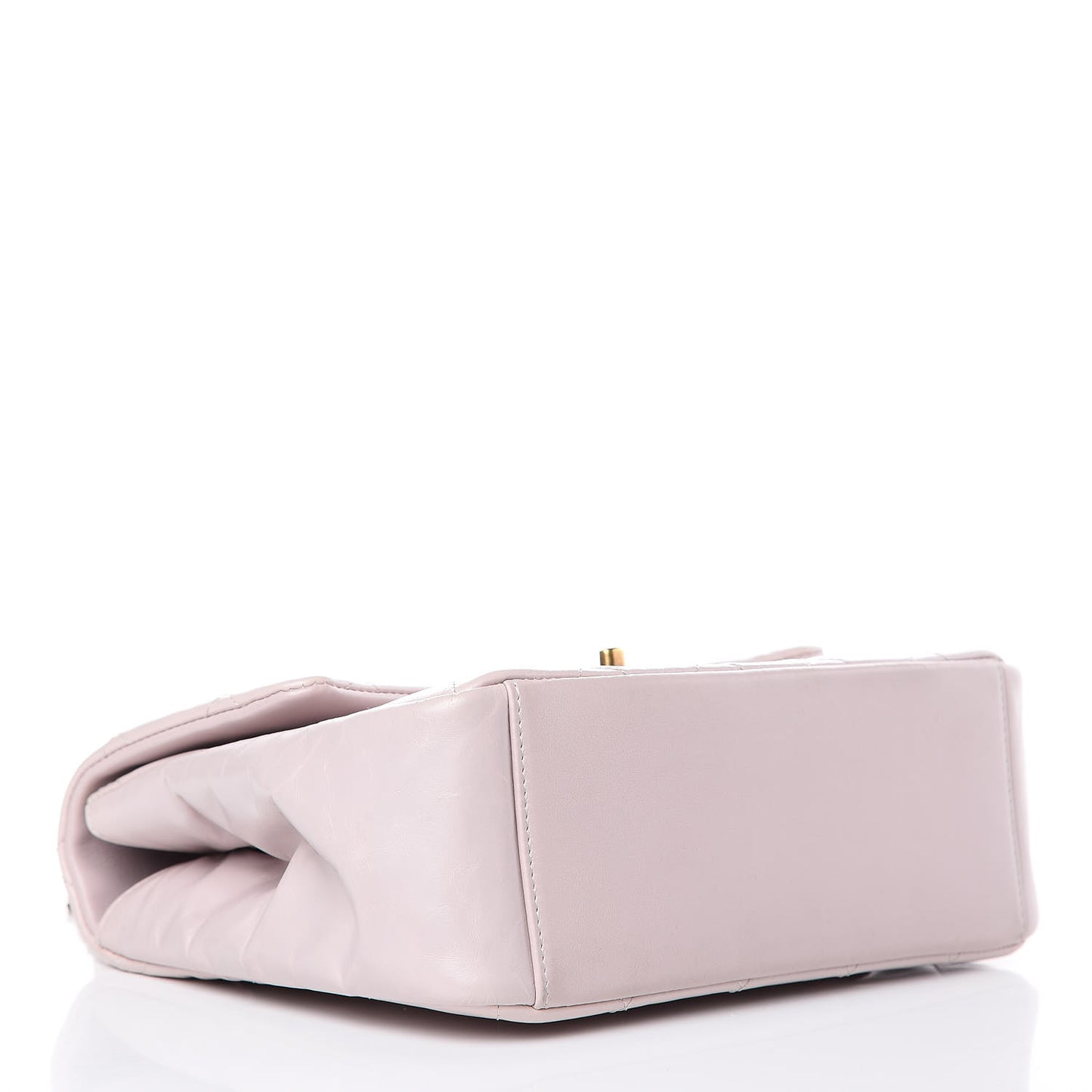 Glazed Calfskin Quilted Medium Gold Bar Top Handle Flap Light Pink