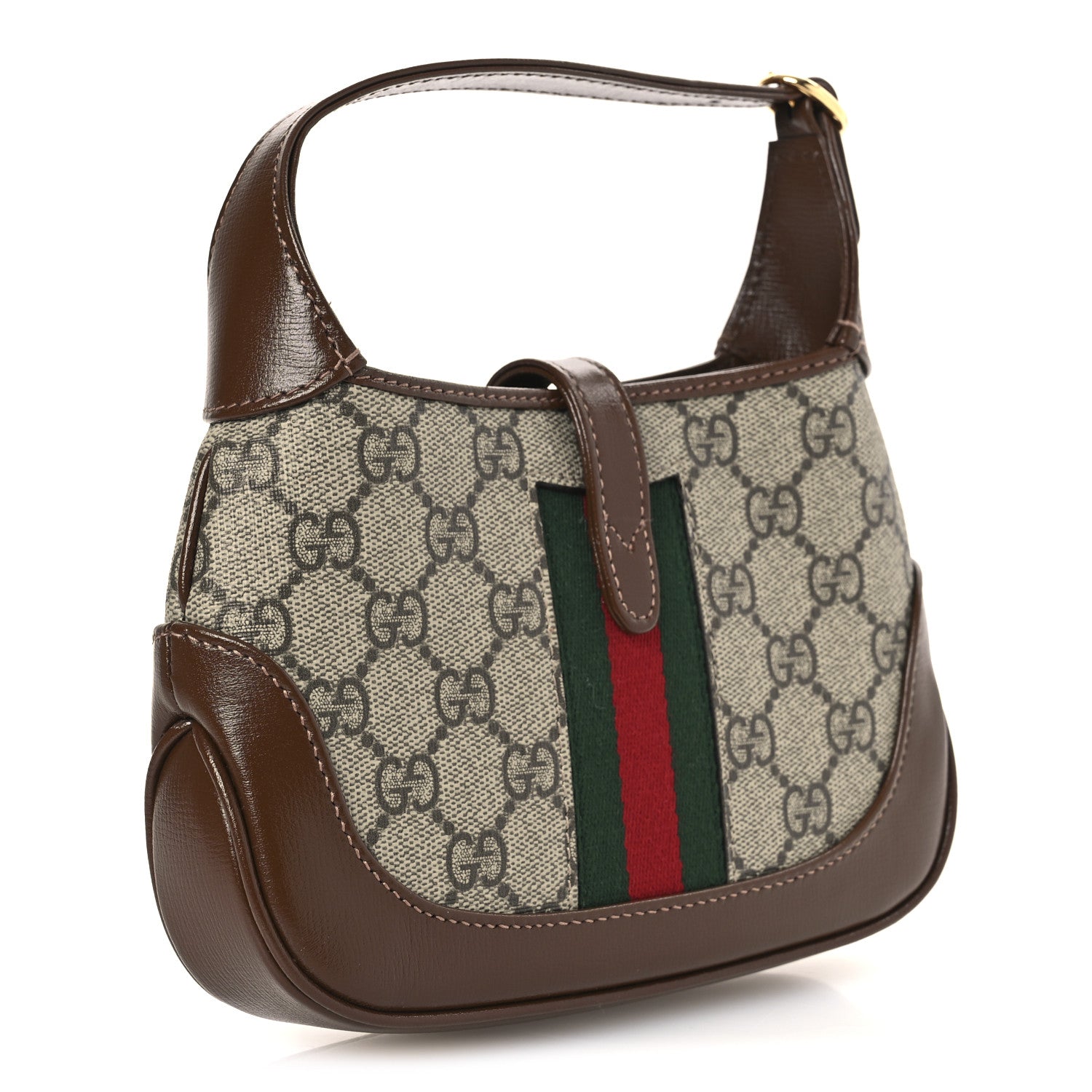 Gucci GG Supreme Monogram Azalea Calfskin Web Mini Jackie 1961 Hobo Beige Ebony Brown Sugar 3 of 11