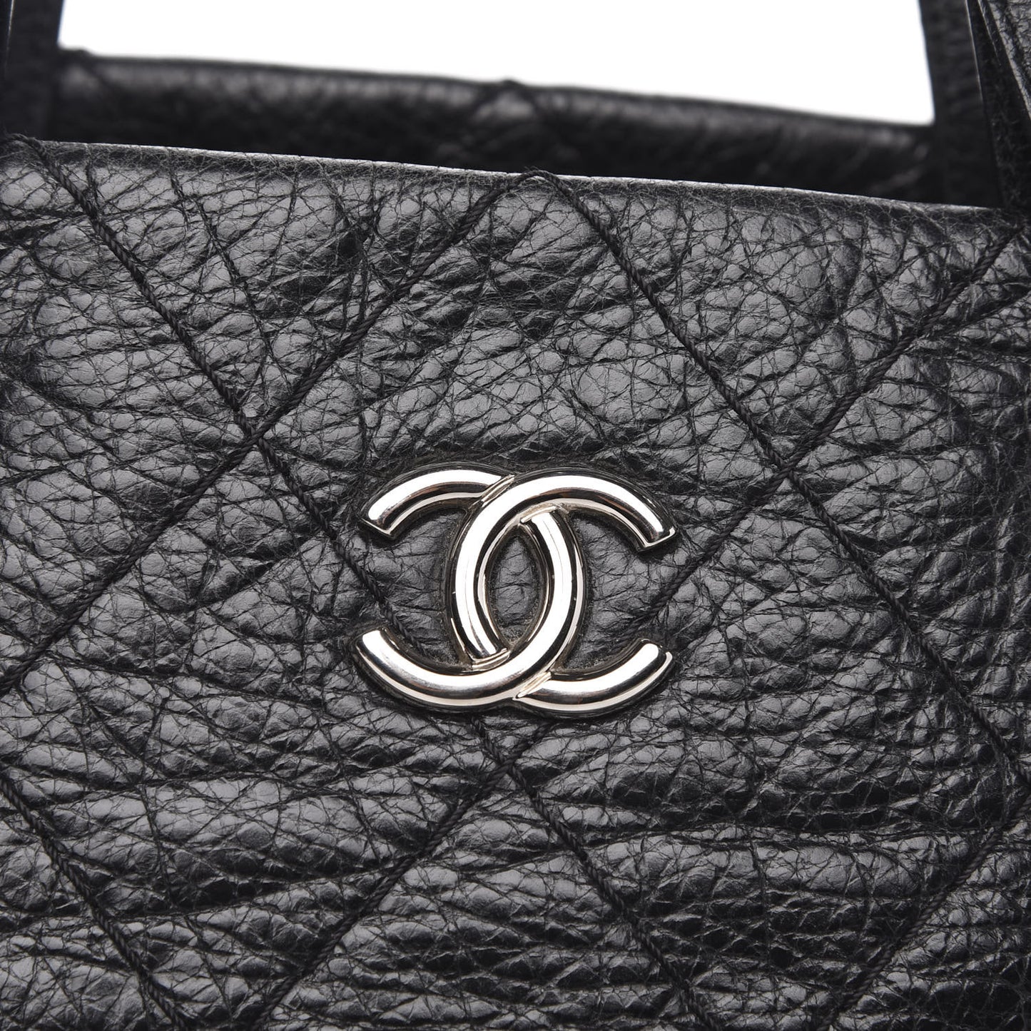 Glazed Calfskin Large On The Road Tote Black