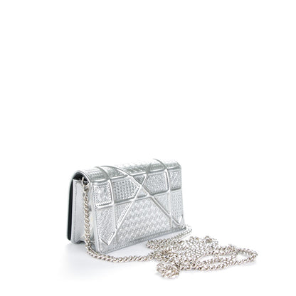 Christian Dior Metallic Patent Micro-Cannage Baby Diorama Flap Bag Silver 3 of 7