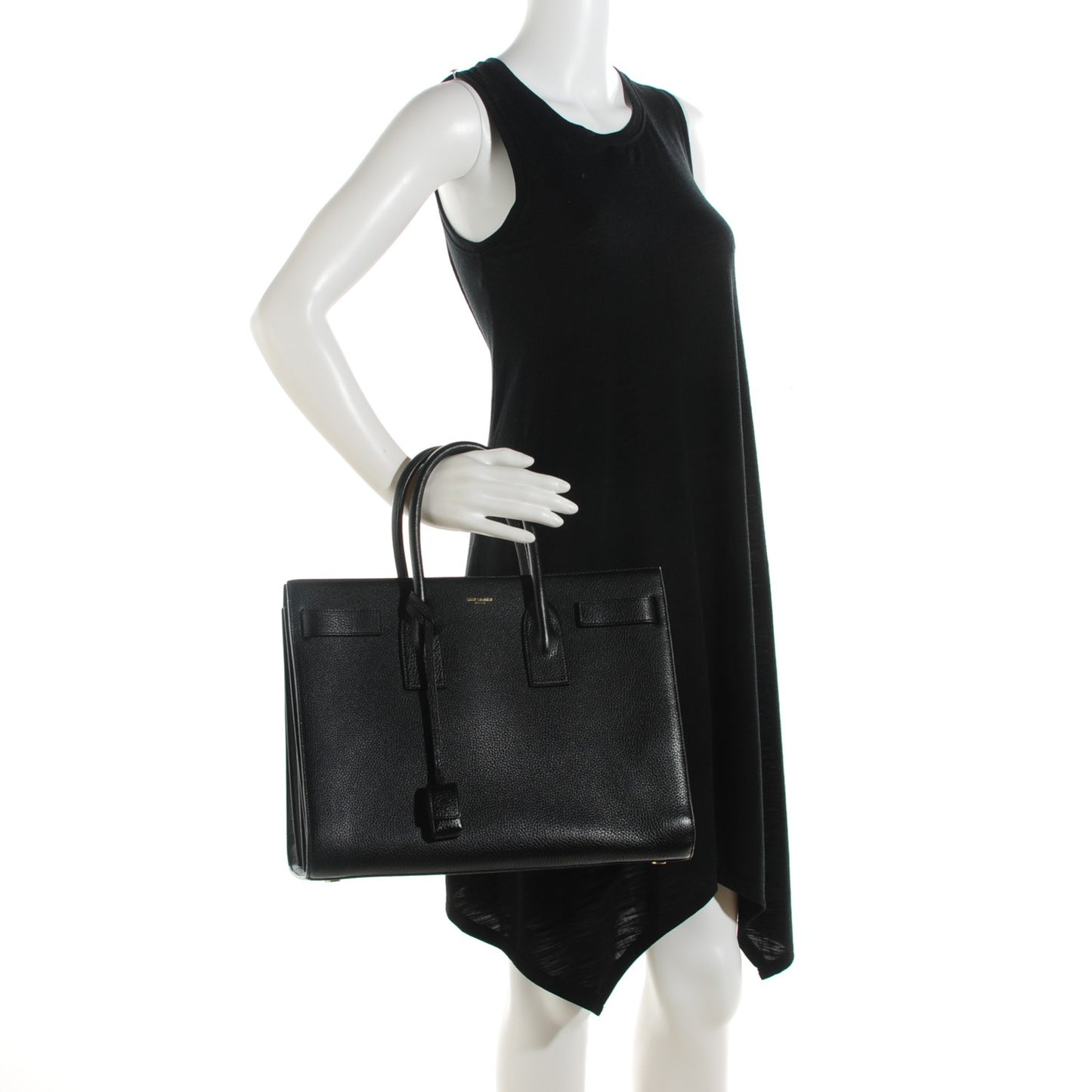 Grained Calfskin Large Sac De Jour Carryall Black