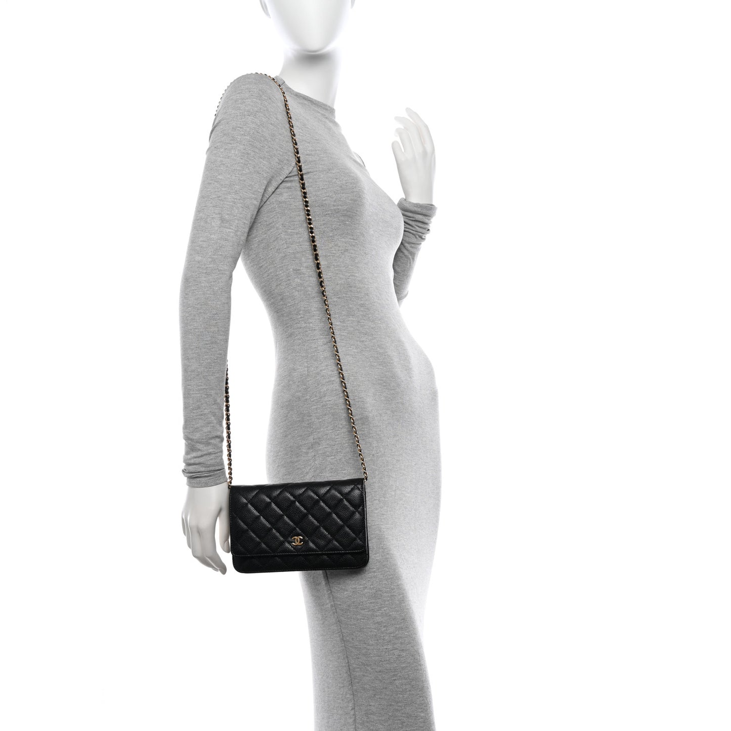 Caviar Quilted Wallet On Chain WOC Black