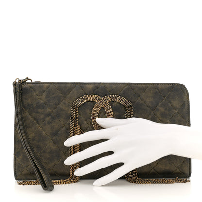 Chanel Calfskin Quilted Chain CC Chain Clutch Argent Fonce 2 of 11