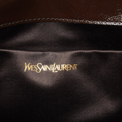 Saint Laurent Textured Patent Calfskin Large Belle De Jour Clutch Dark Brown 6 of 8