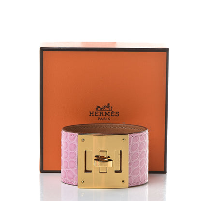 Hermes Matte Alligator Kelly Dog Bracelet T2 5P Pink 7 of 7