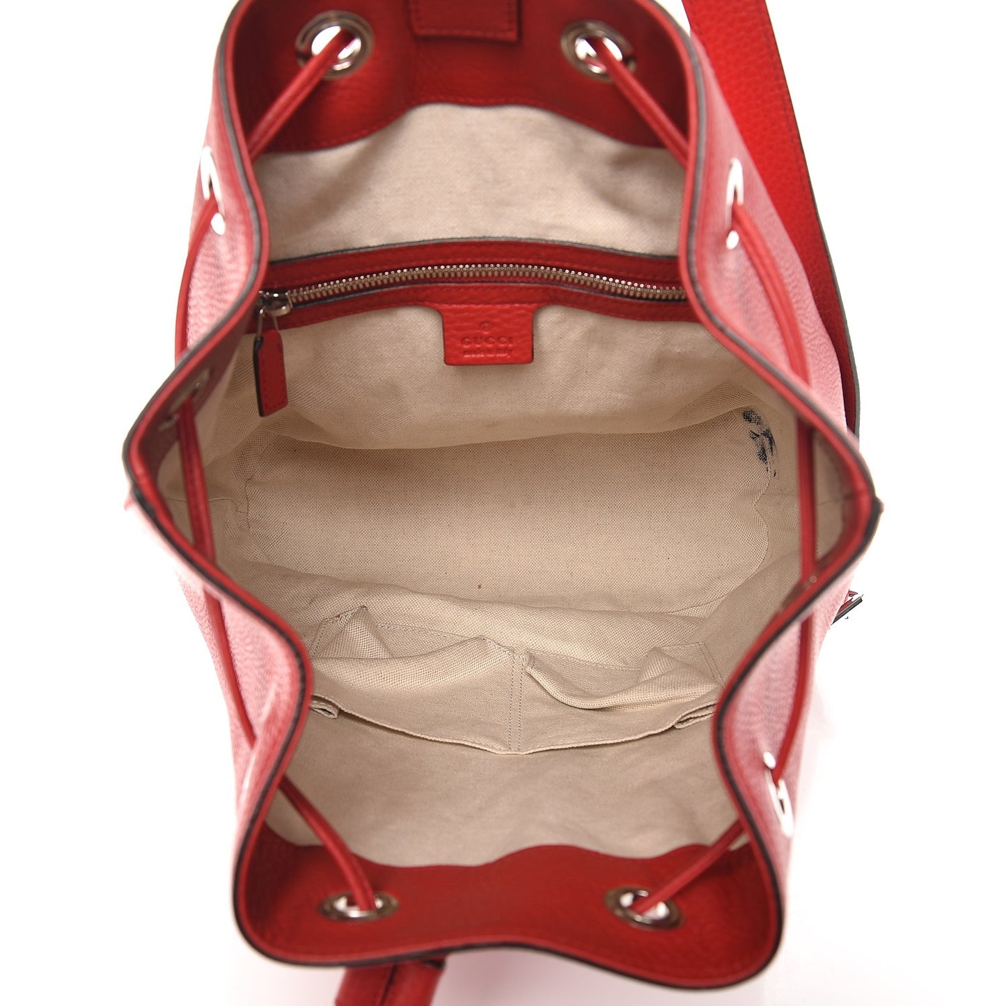 Pebbled Calfskin Small Soho Drawstring Backpack Tabasco Red