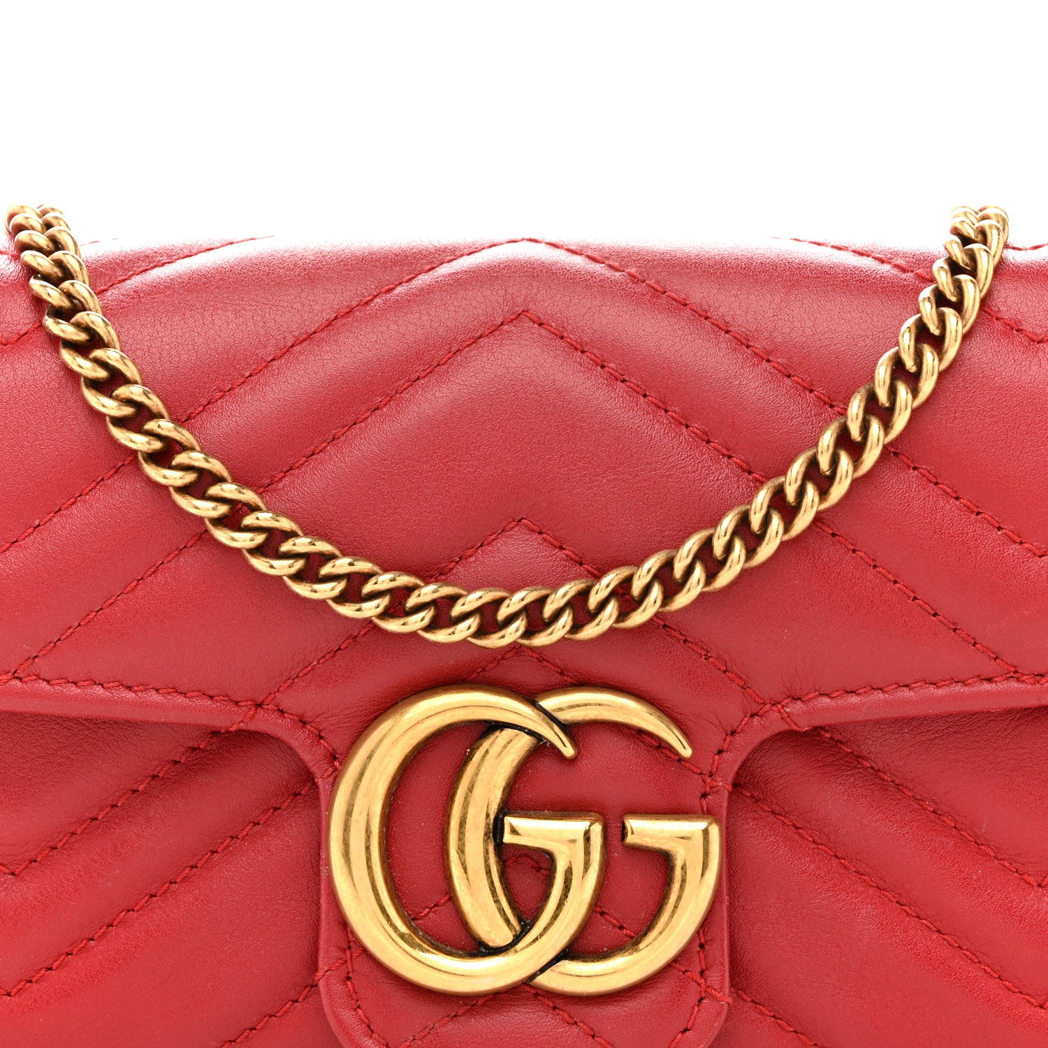 Gucci Calfskin Matelasse Super Mini GG Marmont Shoulder Bag Hibiscus Red 8 of 16