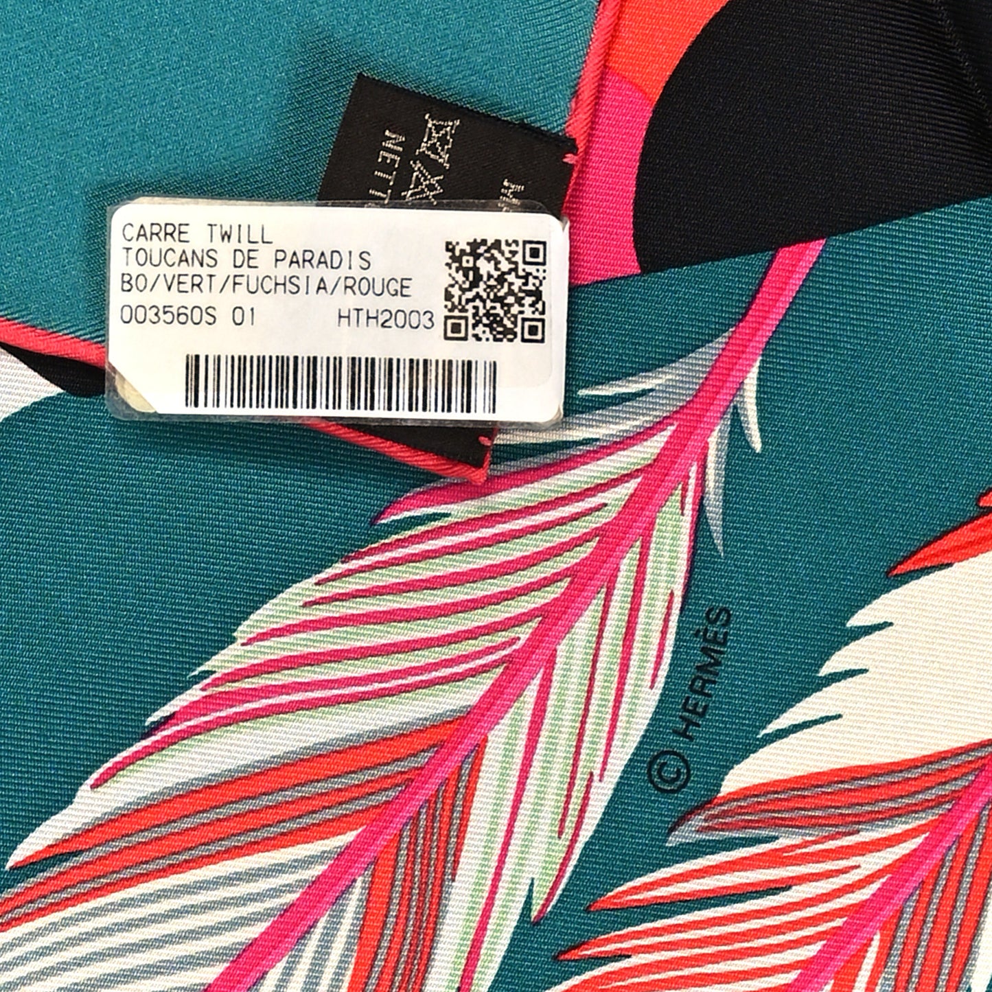 Silk Toucans De Paradis Scarf 90 Vert Fuchsia Rouge