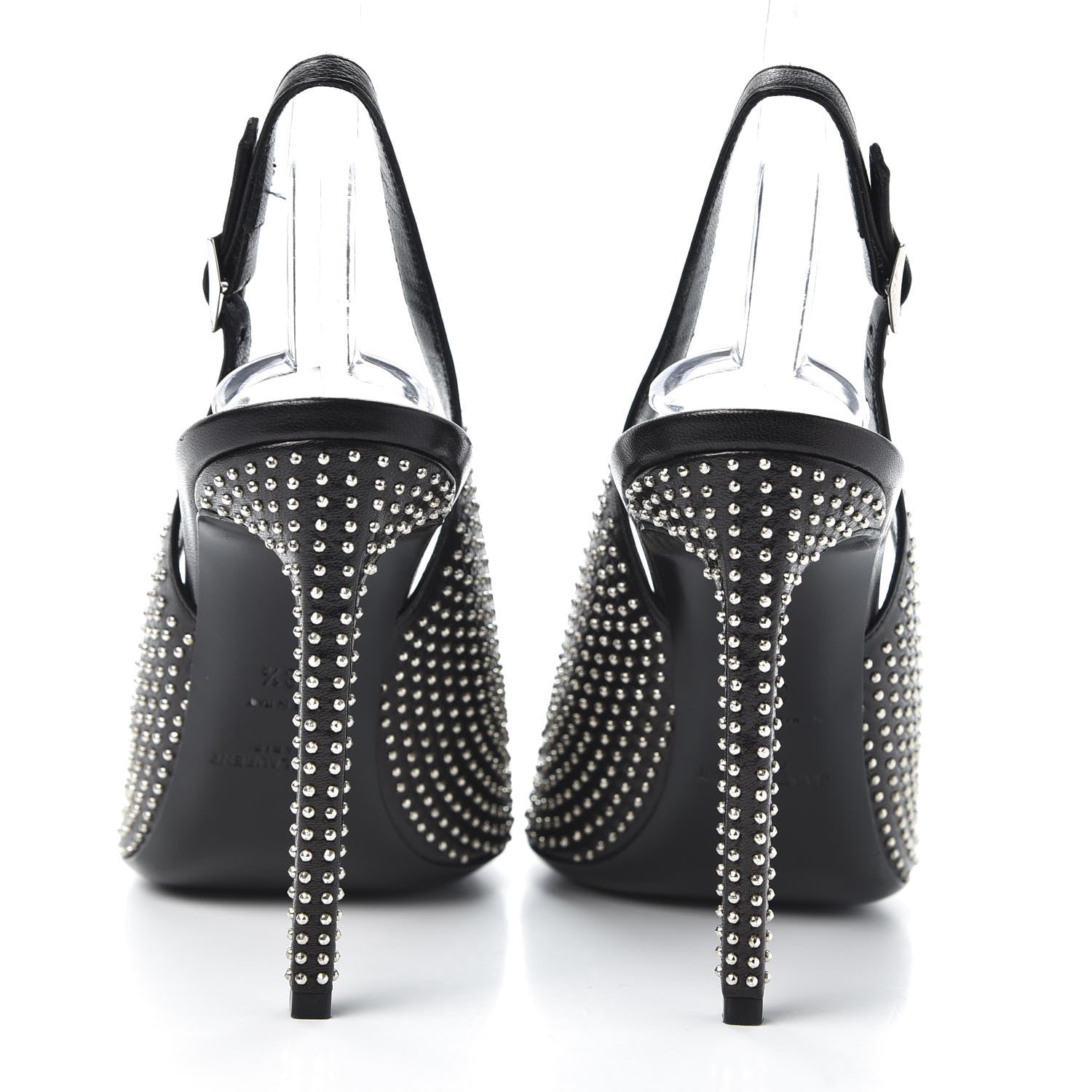 Saint Laurent Calfskin Studded Paris 105 Slingback Pumps 38.5 Black 6 of 11