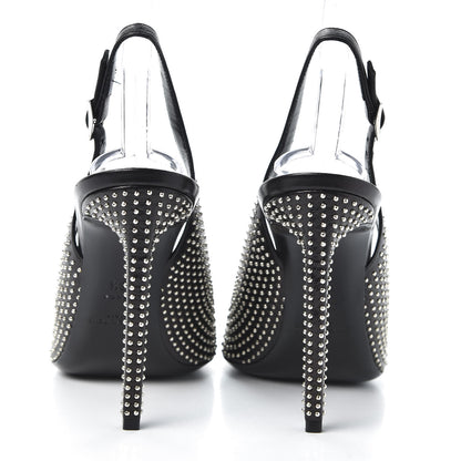 Saint Laurent Calfskin Studded Paris 105 Slingback Pumps 38.5 Black 6 of 11