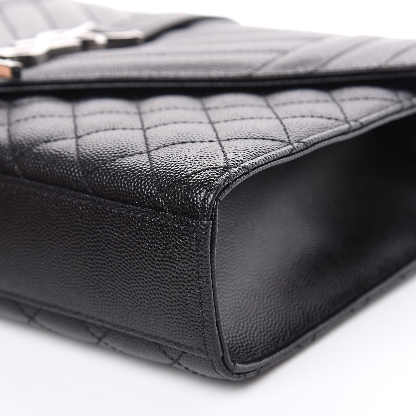 Grain De Poudre Textured Mixed Matelasse Triquilt Medium Monogram Satchel Black