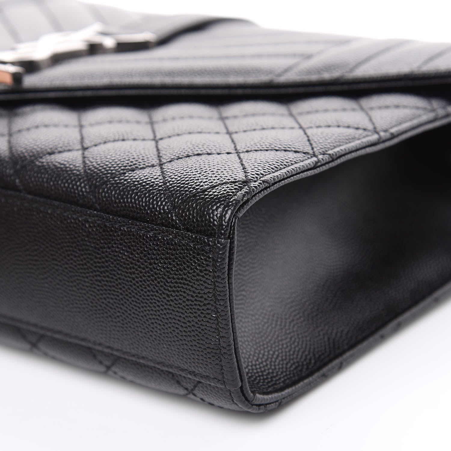 Saint Laurent Grain De Poudre Textured Mixed Matelasse Triquilt Medium Monogram Satchel Black 9 of 10
