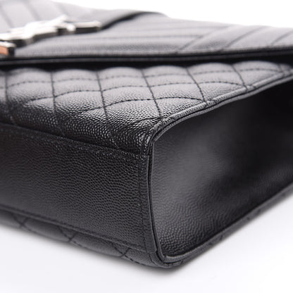 Saint Laurent Grain De Poudre Textured Mixed Matelasse Triquilt Medium Monogram Satchel Black 9 of 10
