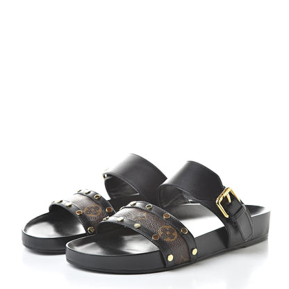 Louis Vuitton Monogram Bom Dia Mule Sandals 38.5 Black 3 of 9