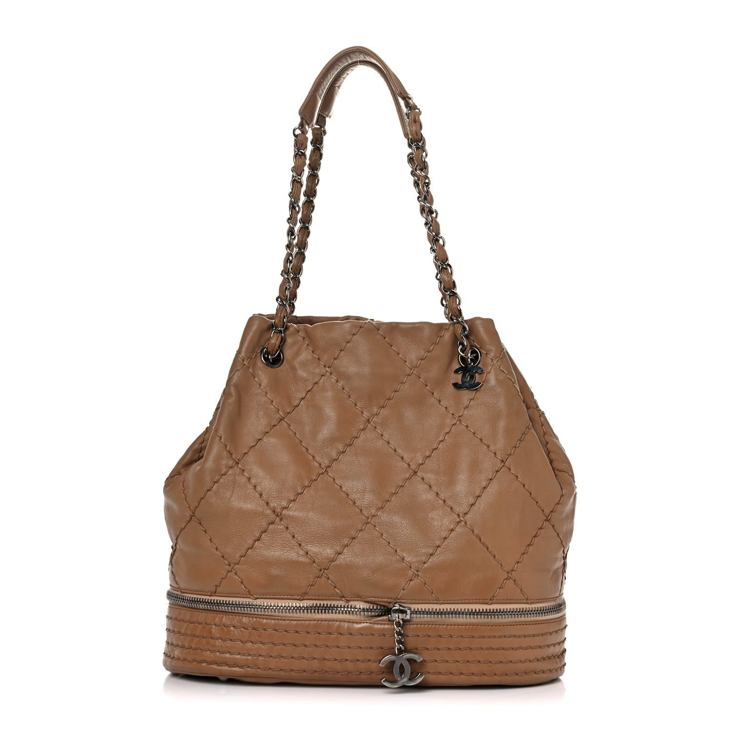 Chanel Lambskin Stitched Expandable Tote Beige 1 of 33