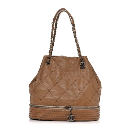 Chanel Lambskin Stitched Expandable Tote Beige 1 of 33