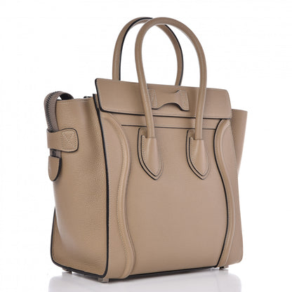 Celine Drummed Calfskin Micro Luggage Dune 3 of 10