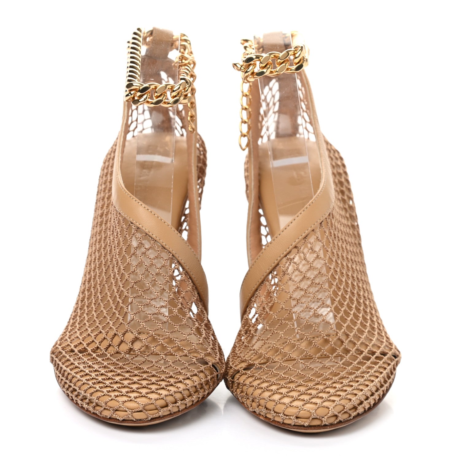 Bottega Veneta Mesh Nappa Chunky Chain Sandals 36.5 Beige Pony 2 of 7