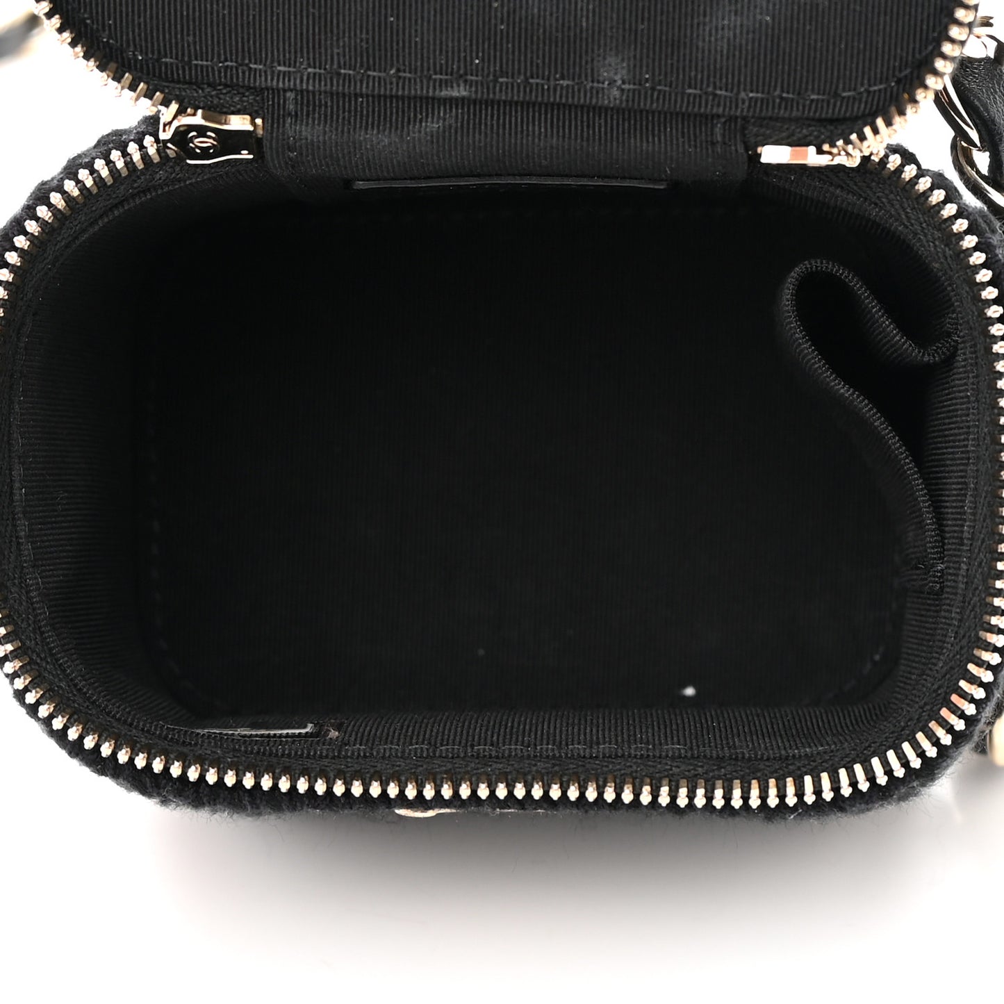 Lambskin Crochet Small Vanity Case With Chain Black
