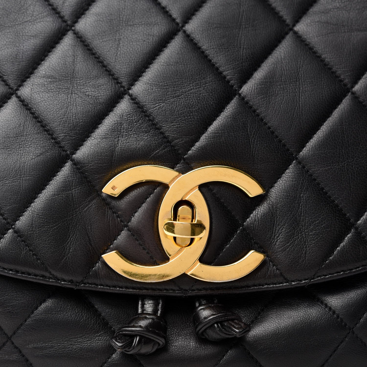 Chanel Lambskin Quilted Drawstring Backpack Black 10 of 10