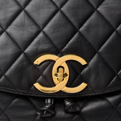 Chanel Lambskin Quilted Drawstring Backpack Black 10 of 10
