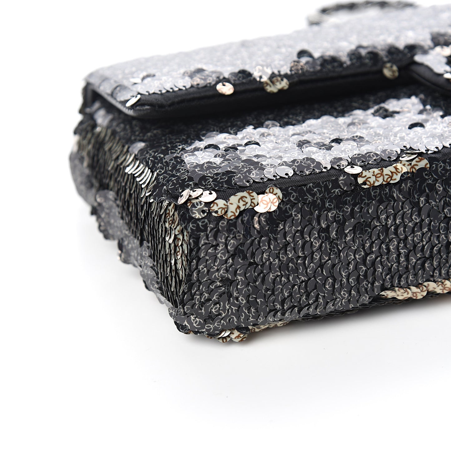 Sequin Mini Flap Beige Black
