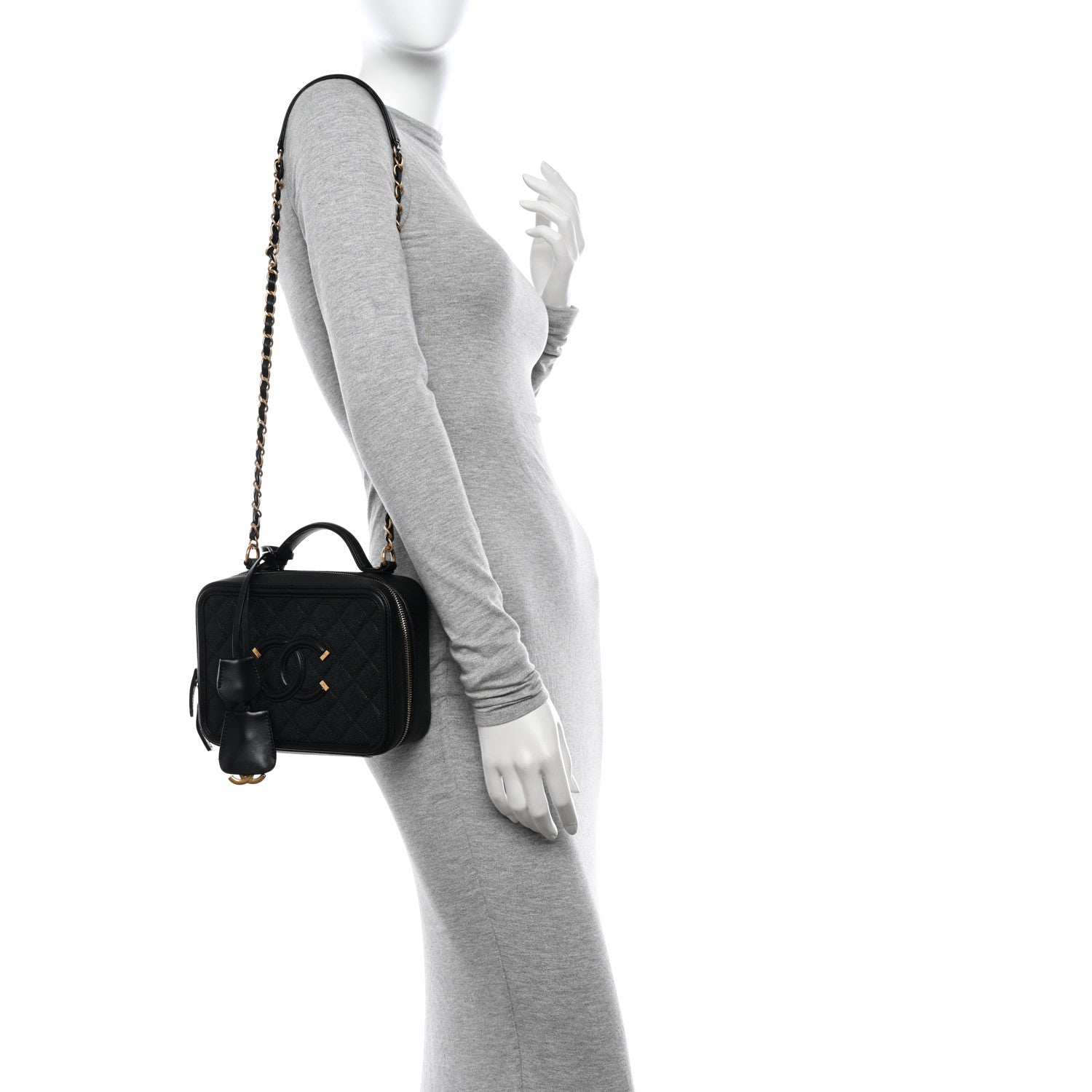 Chanel Caviar Quilted Medium CC Filigree Vanity Case Black 2 of 15