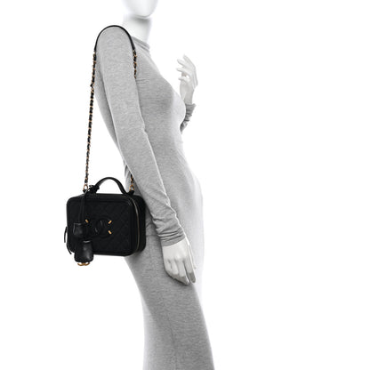 Chanel Caviar Quilted Medium CC Filigree Vanity Case Black 2 of 15