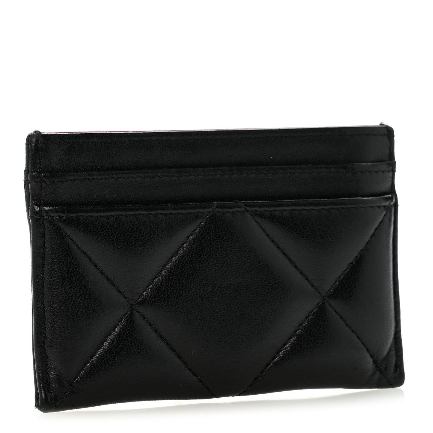 Lambskin Quilted Chanel 19 Card Holder Black