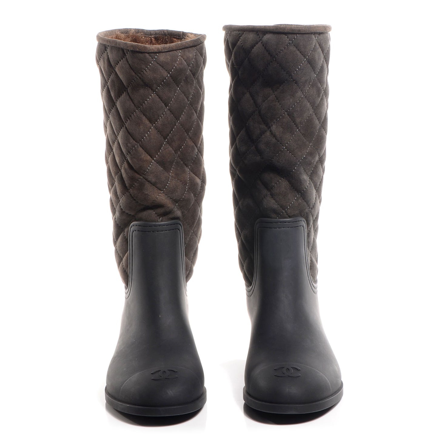 Quilted Shearling Boots 39 Black Brown