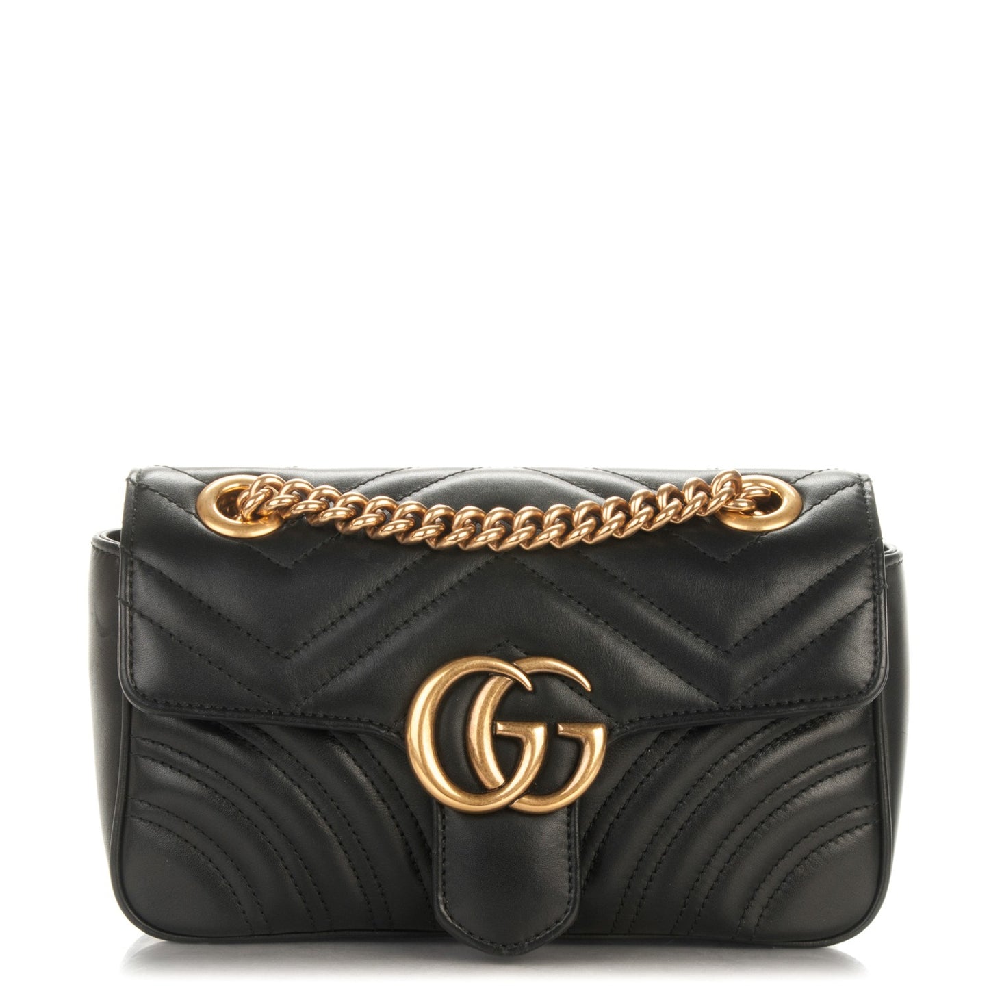 Calfskin Matelasse Mini GG Marmont Shoulder Bag Black