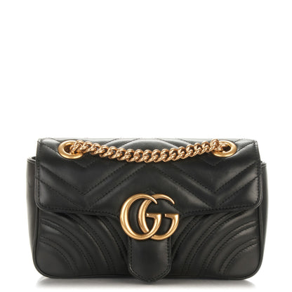 Gucci Calfskin Matelasse Mini GG Marmont Shoulder Bag Black 1 of 7