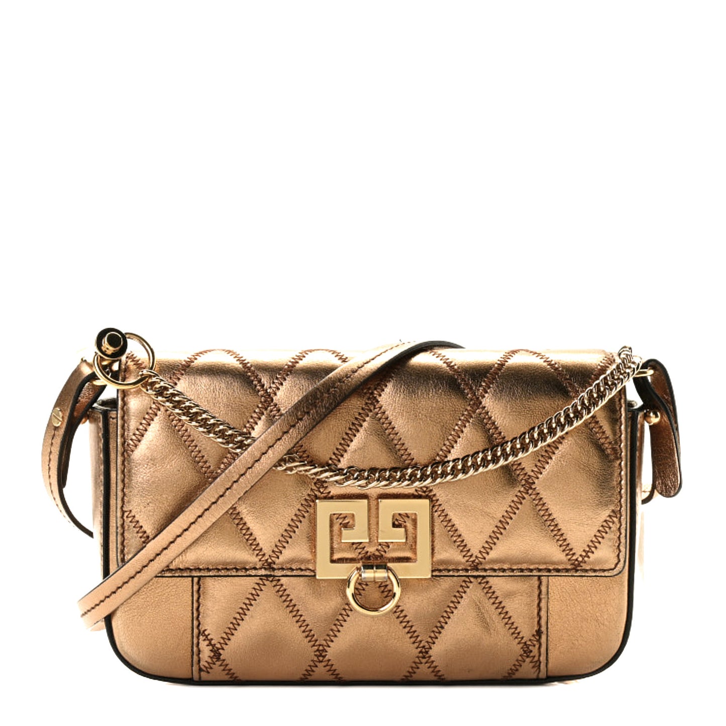 Metallic Goatskin Quilted GV3 Mini Pocket Convertible Bag Gold