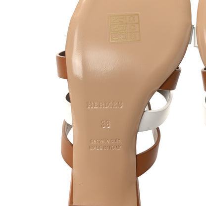 Hermes Calfskin Amica Sandals 38 White Naturel 6 of 9