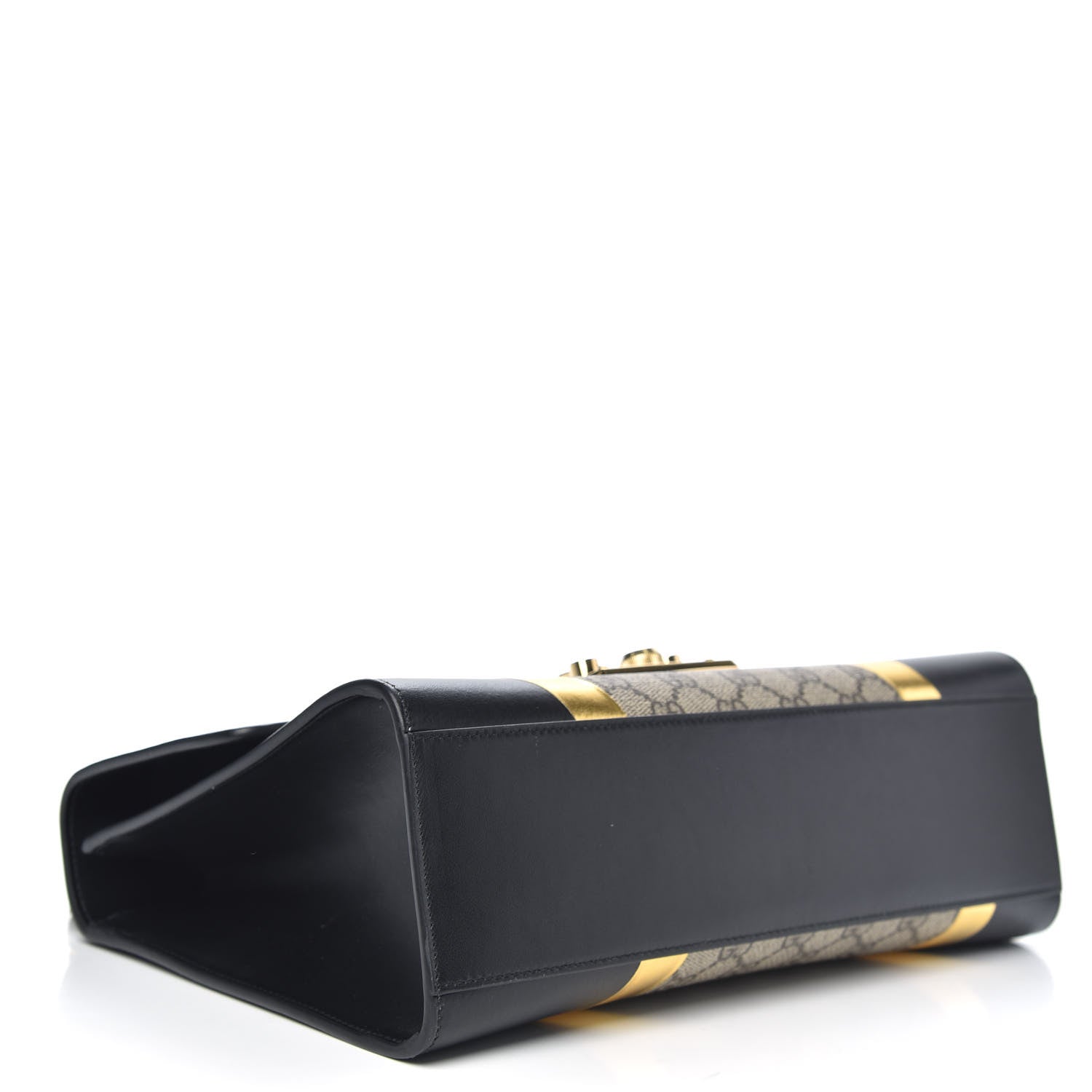 Gucci Calfskin GG Supreme Monogram Medium Padlock Shoulder Bag Black Gold 4 of 11