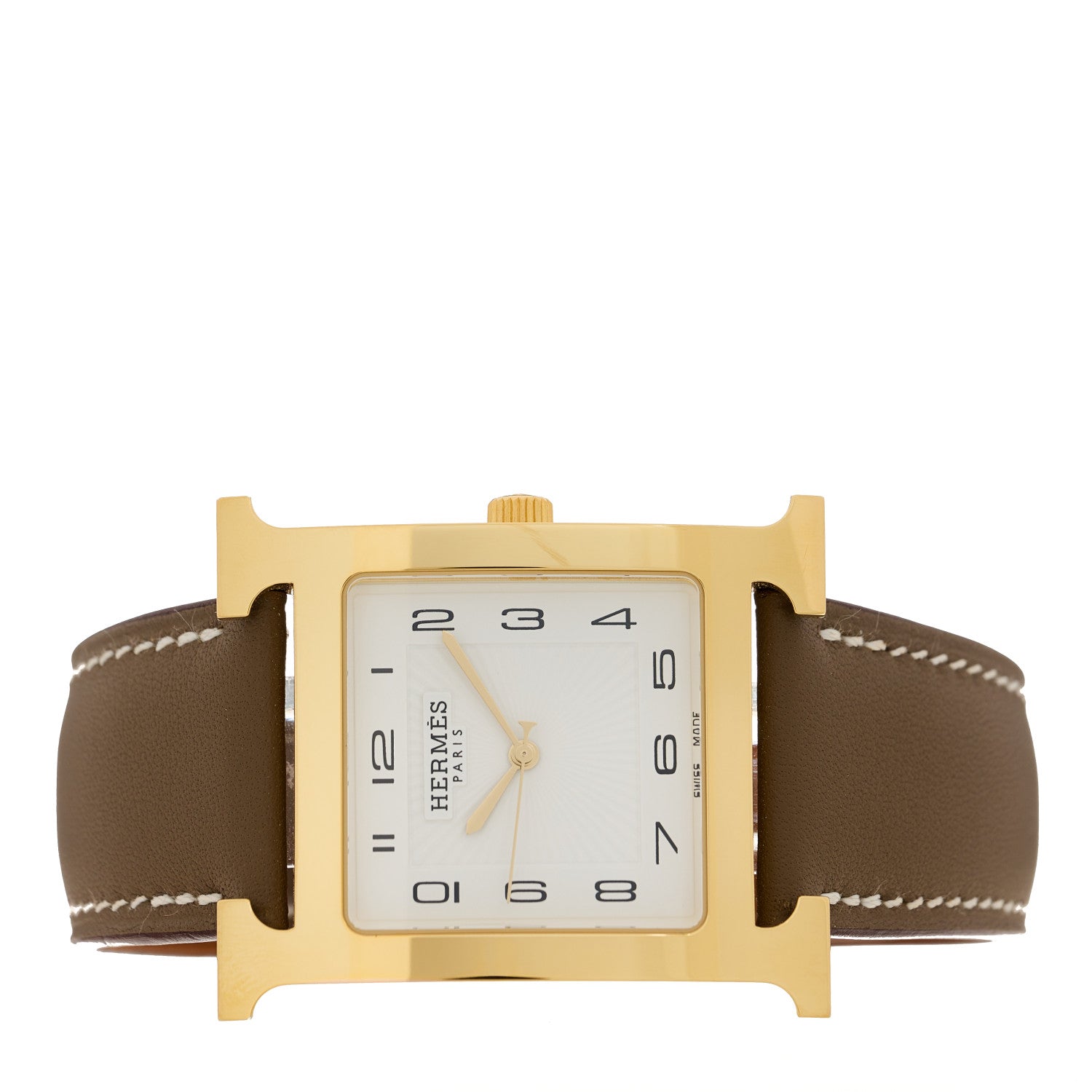 Hermes Stainless Steel Swift 30.5mm Heure H Hour Quartz Watch Etoupe 2 of 5