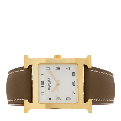 Hermes Stainless Steel Swift 30.5mm Heure H Hour Quartz Watch Etoupe 2 of 5