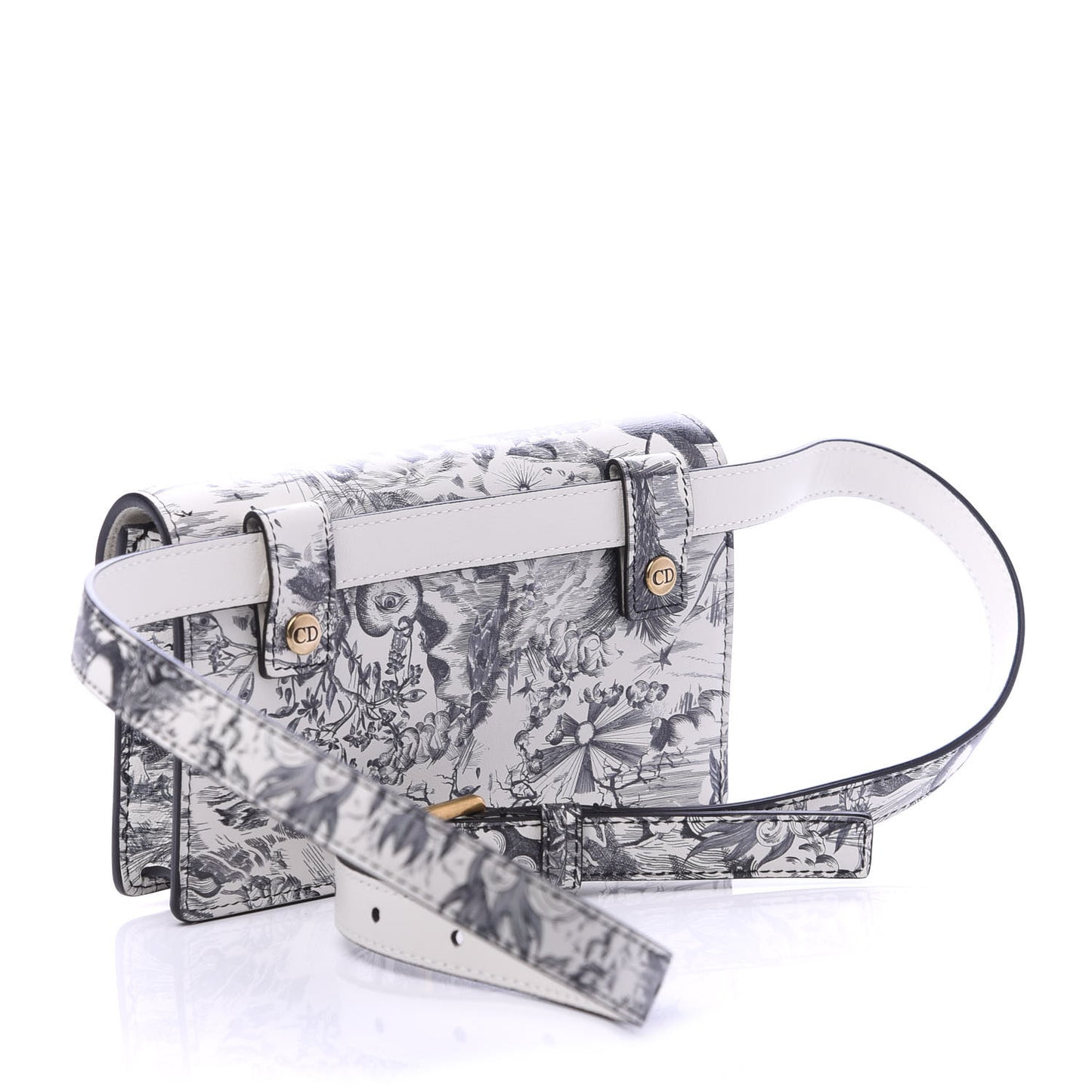 Calfskin Jardin Naturel Print Saddle Belt Bag Latte Multicolor