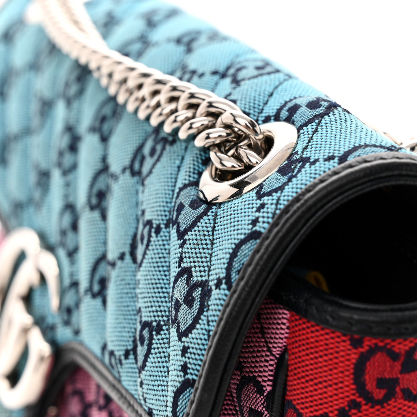 Monogram Multicolor Matelasse Diagonal Small GG Marmont Shoulder Bag Light Blue Pink Blue Green Red