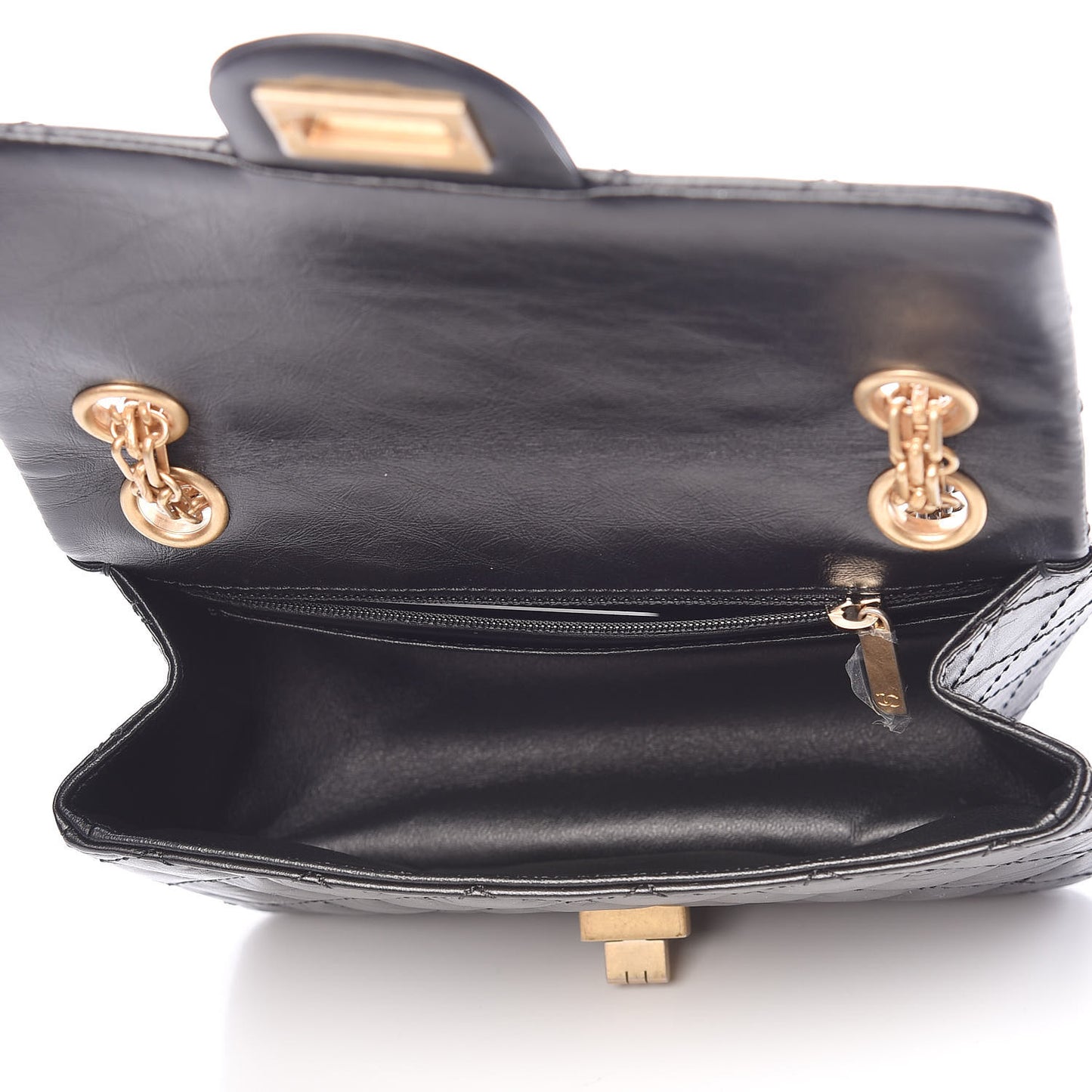 Aged Calfskin Quilted 2.55 Reissue 224 Flap Black