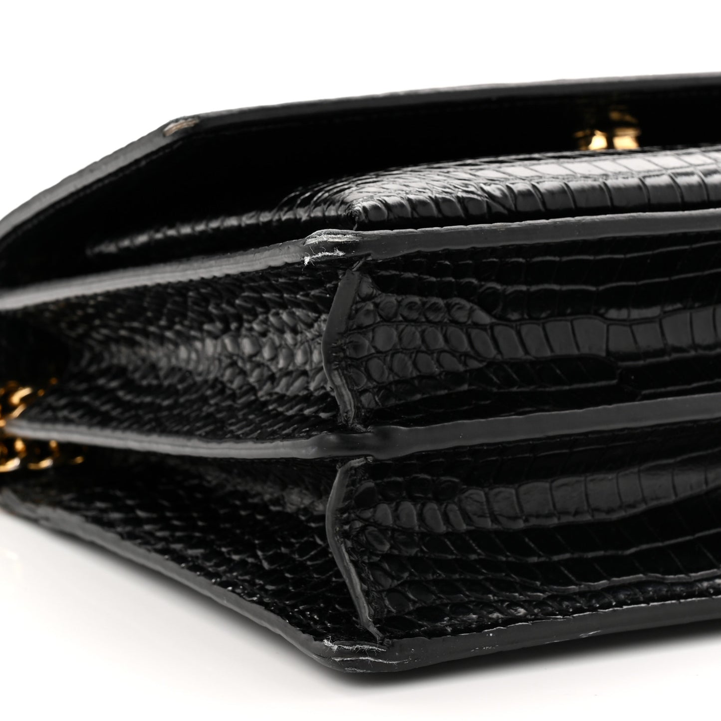 Calfskin Crocodile Embossed Medium Monogram Sunset Black