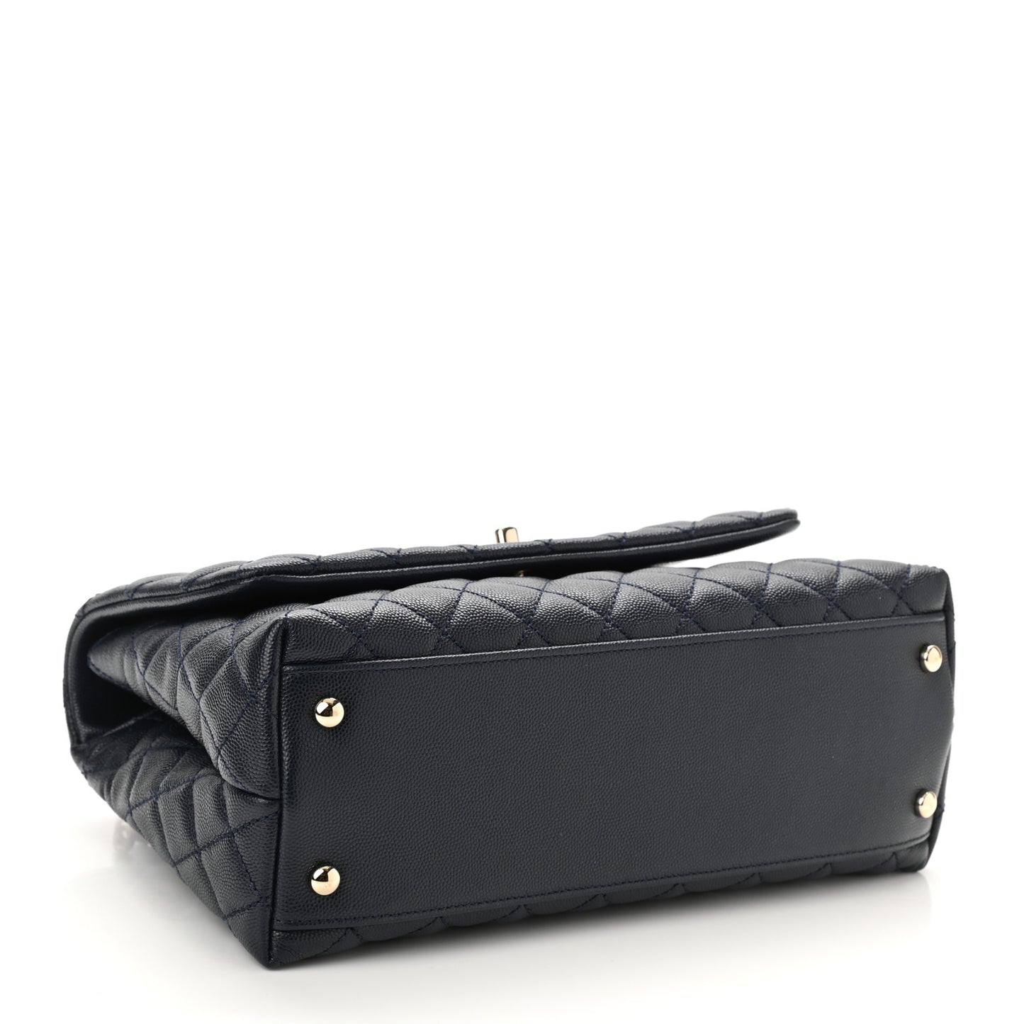 Caviar Lizard Quilted Small Coco Handle Flap Navy Blue