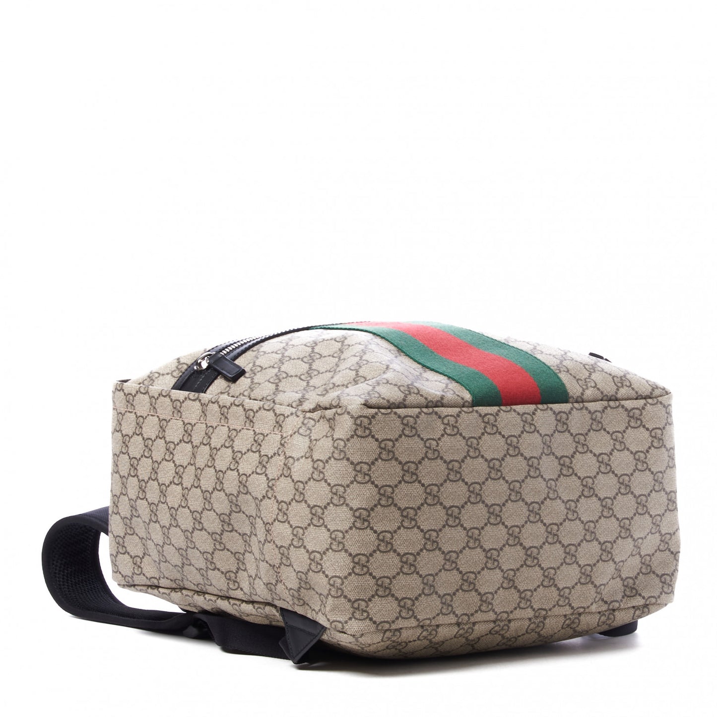 Soft GG Supreme Monogram Appia Calfskin Web Tote Backpack Beige Ebony Black
