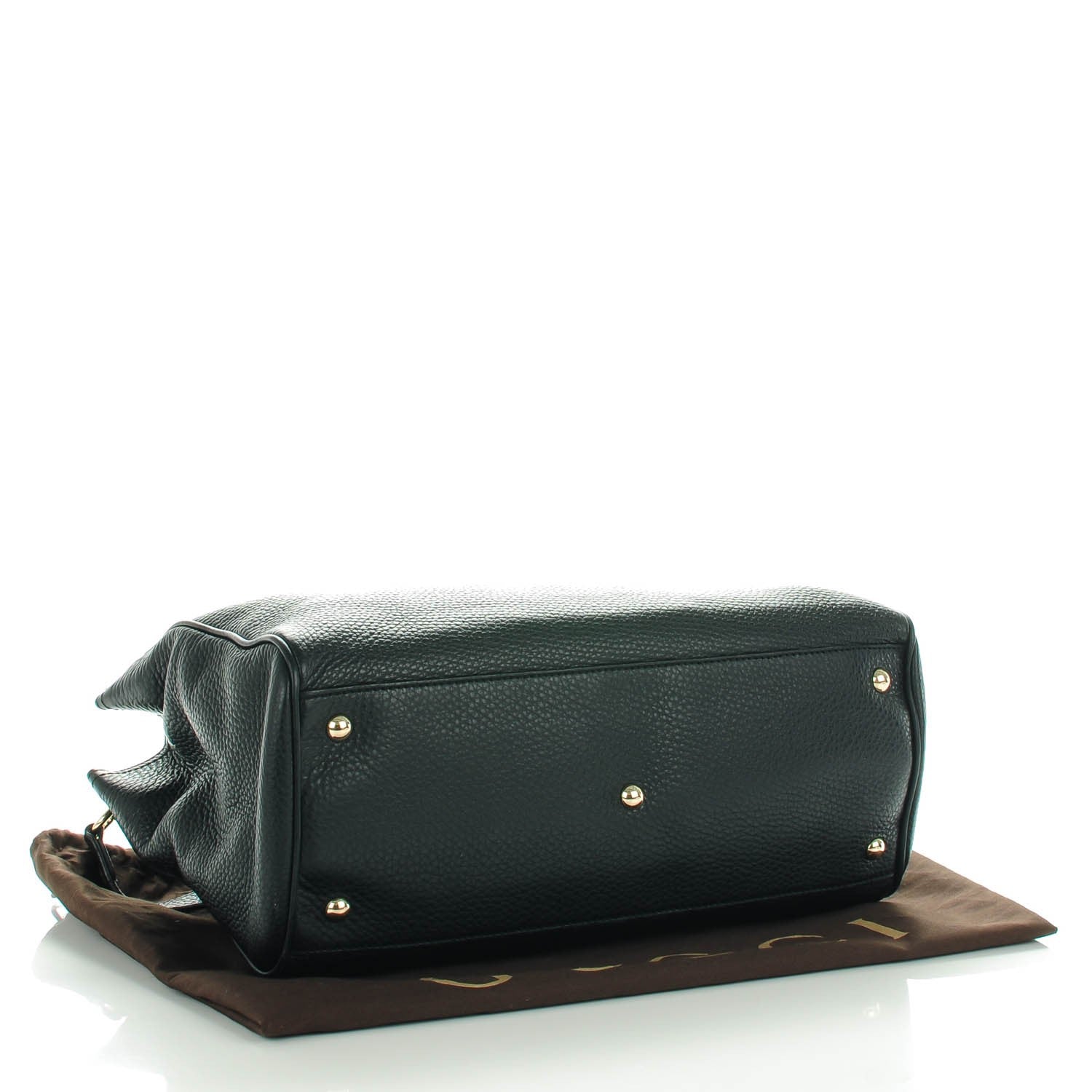 Gucci Pebbled Calfskin Medium Bamboo Shopper Tote Black 4 of 7